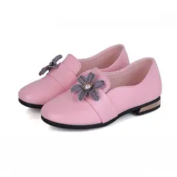 Новинка 2018 г. модная детская обувь принцессы для девочек из искусственной кожи с цветочным рисунком, весенне-Осенняя детская обувь, размер