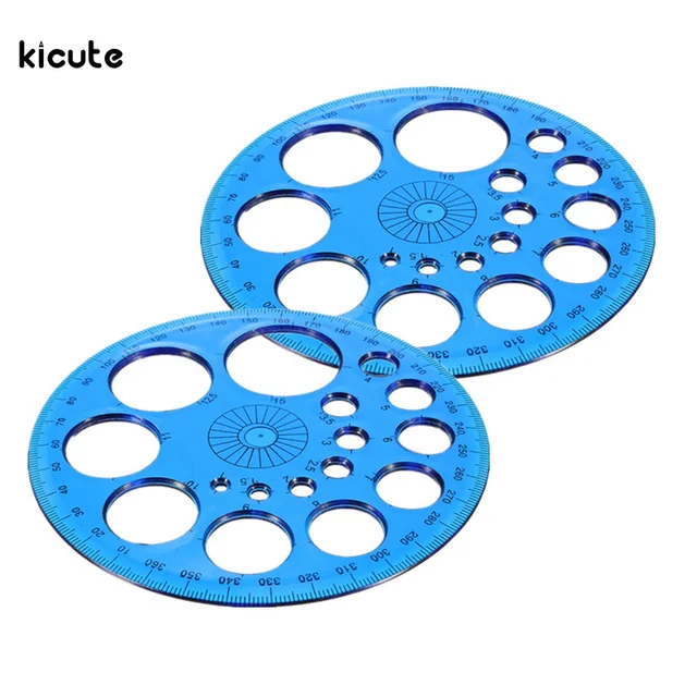 2pcs lot new 360 degree circular plastic protractor ruler template