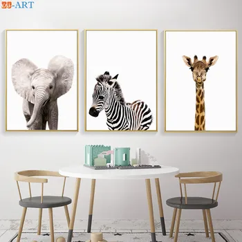 

Baby Animals Prints Posters Modern Safari Canvas Painting Nursery Kids Wall Art Baby Room Decoration Wall Pictures Unframed