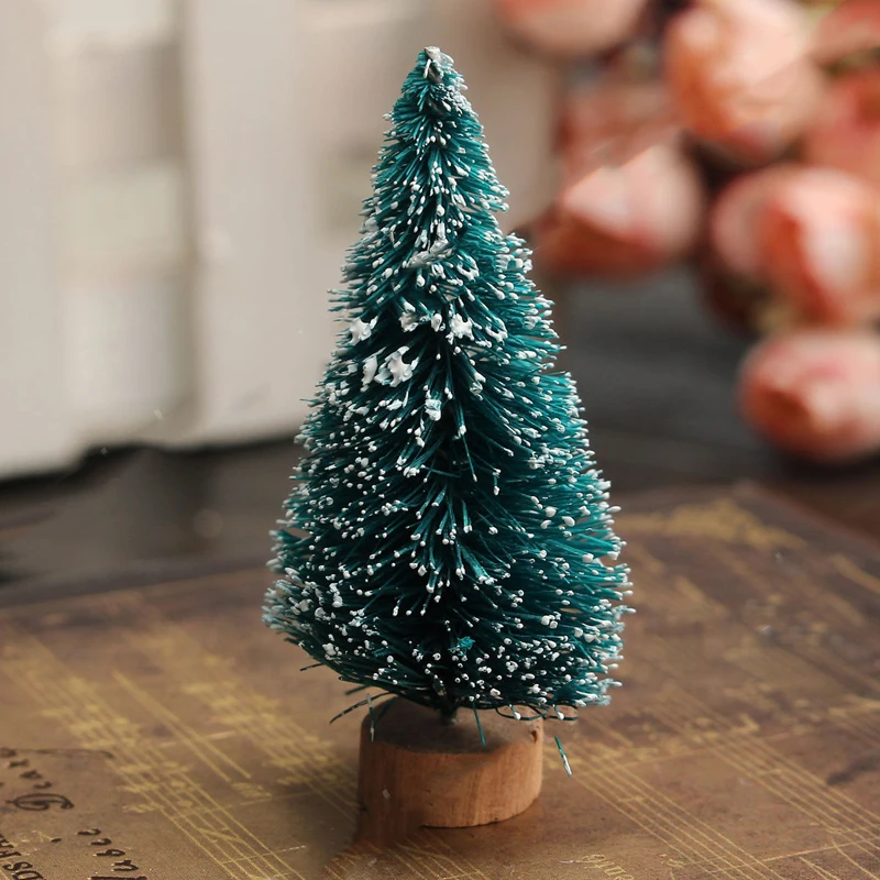 5Pcs NEW Mini Christmas Tree Decoration for Home Pine Needles Sticky Snow Mini Bonsai Tree Ornaments Christmas Gift