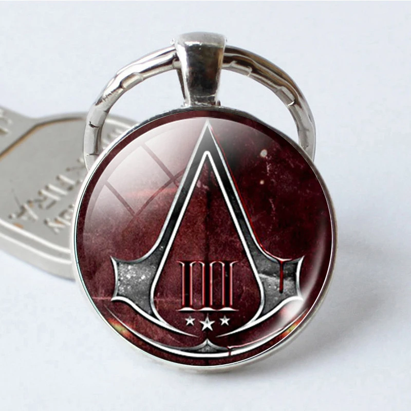 Мода Assassins Creed брелки стакан драгоценных камней кулон брелок игра связанные Простые Ювелирные изделия милые подарки