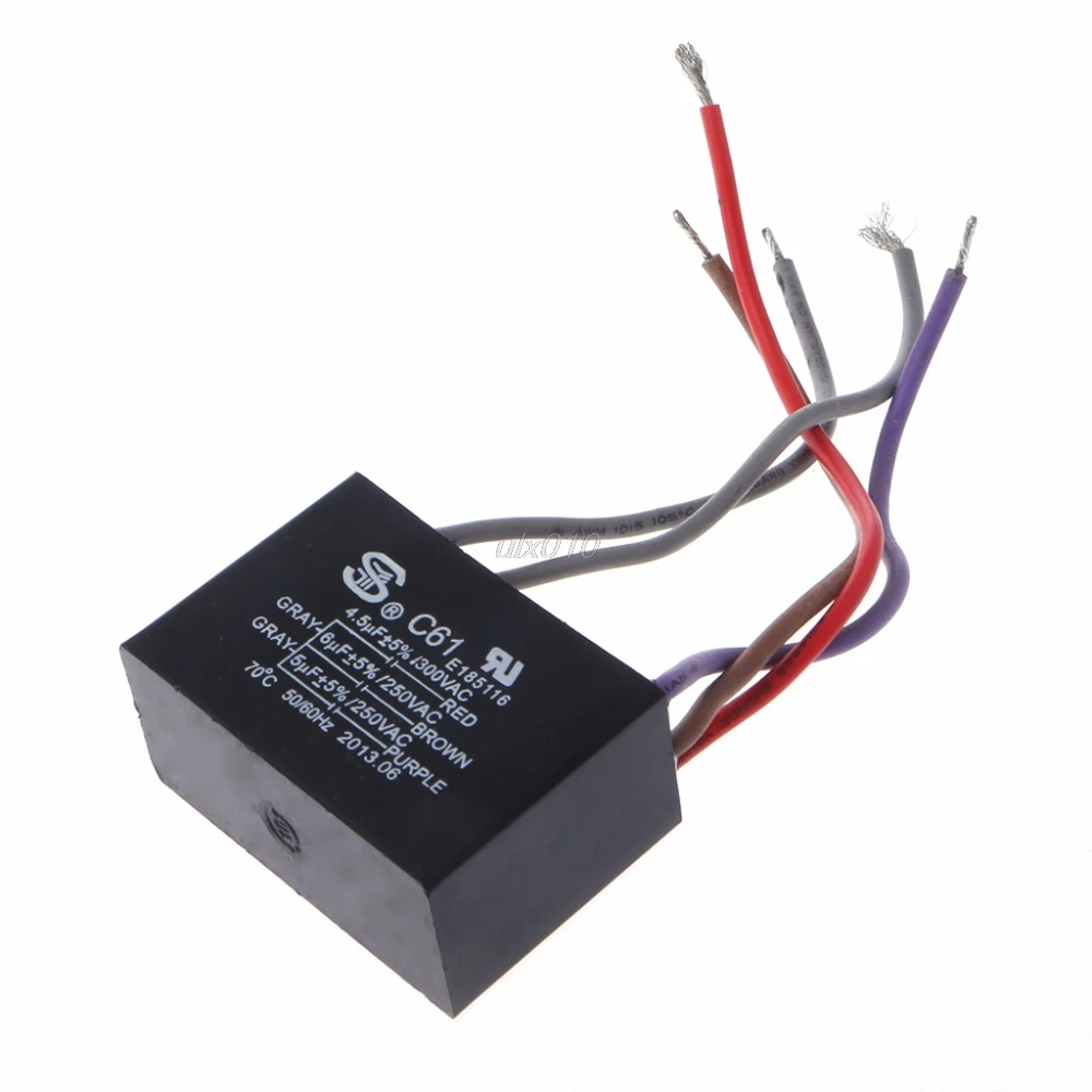 

CBB61 Electrical Power Relay Connecting CAPACITOR 4.5uf+6uf+5uf/250V 5 WIRE HM May Whosale&DropShip