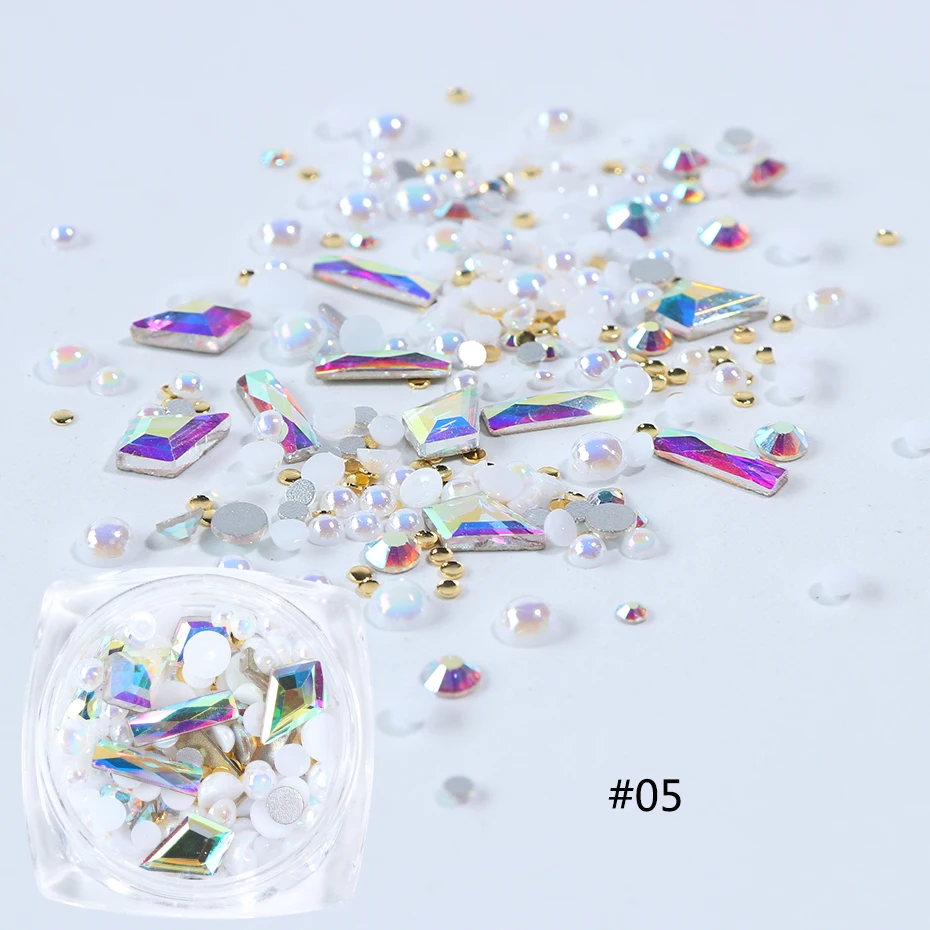 3D Mix Sizes Crystal AB Rhinestones Nail Art Decorations Charm Flatback Glitter Beads Jewelry Stones Manicure Accessories LA1018 (10)