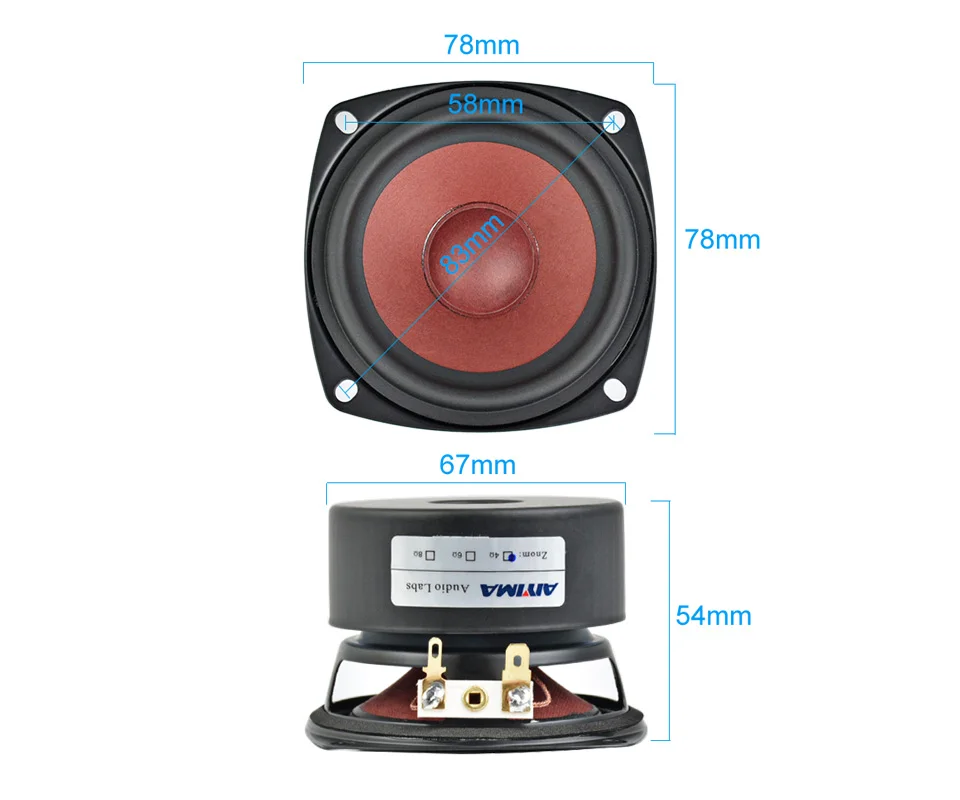AIYIMA 2 шт. 3 дюйма 20 Вт полный спектр мини аудио динамик 4 Ом/8 Ом HiFi Громкий динамик для ТВ компьютера Настольный Bluetooth аудио DIY