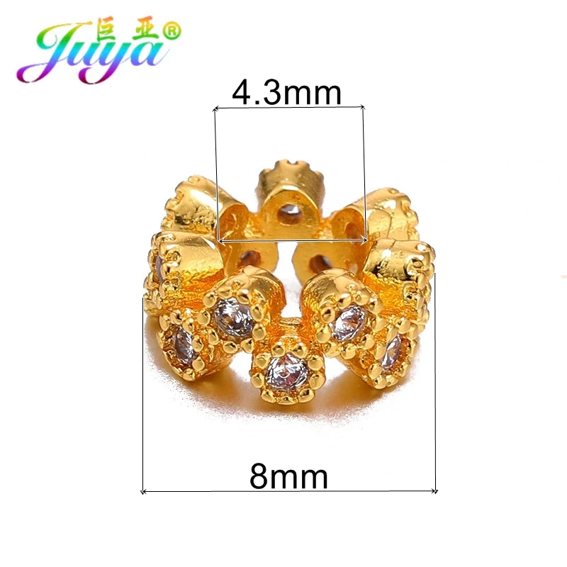 Gold Juya поделки из бисера ювелирные изделия Прокладки поставки 8 мм медные бусины-спейсеры аксессуары для бисера ручной работы материал для изготовления ювелирных изделий - Цвет: Gold