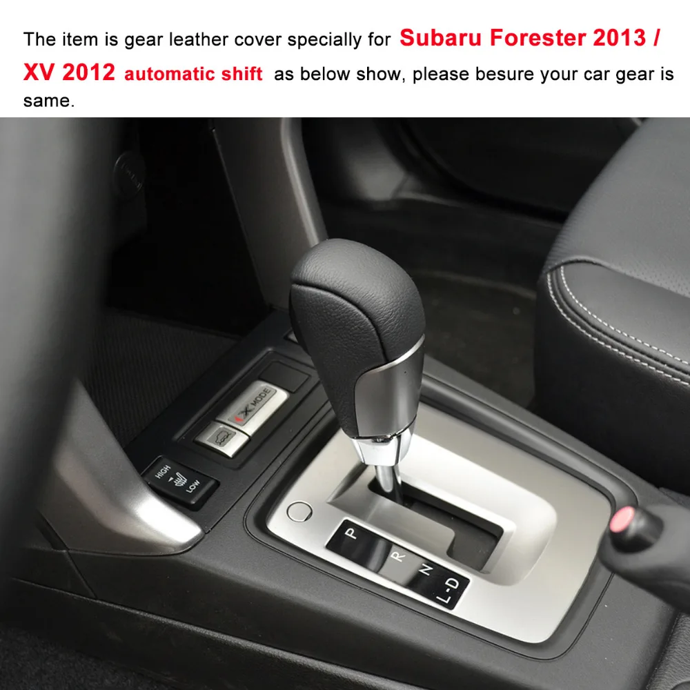 Yuji-Hong Car Gear Covers Case for Subaru XV 2012~2014 Forester 2013~ Automatic Shift Collars Genuine Leather Hand-stitched