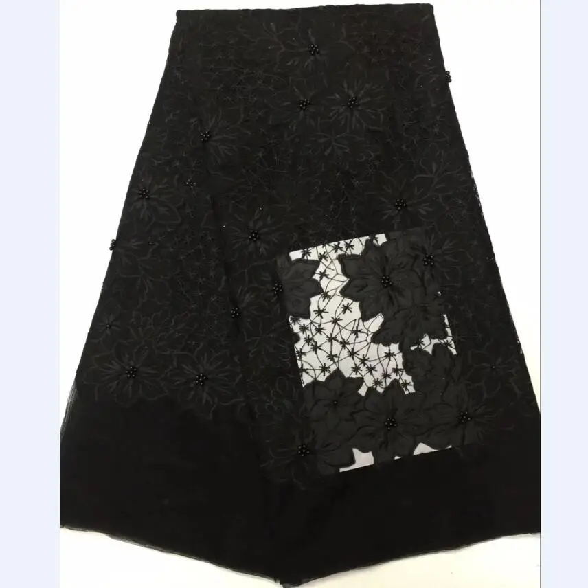

Fashion Design French Blush Black Net Lace Fabric Nigeria Tulle Lace Fabric African Embroidered Mesh Bridal Dress fashionable