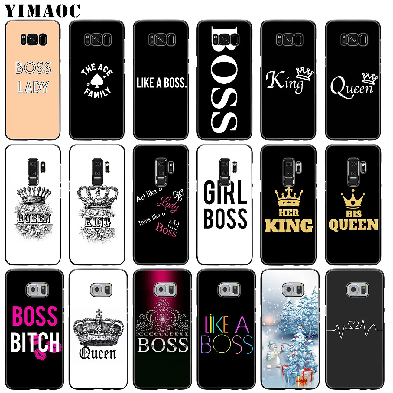 

YIMAOC boss King queen Soft Silicone Phone Case for Samsung Galaxy S10 Plus S9 S8 Plus S6 S7 Edge S10e E TPU Black Cover