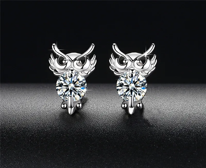 Fashion Owl Animal Earrings Brincos Vintage Silver Color Crystal Jewelry Cute Statement Stud Earrings Women Girls oorbellen E234 (8)