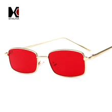 SHAUNA классические женские маленькие прямоугольные солнцезащитные очки Летние Стильные популярные мужские прозрачные красные линзы UV400