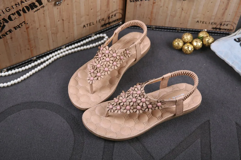 Женская обувь Модные женские летние босоножки с цветочным узором со стразами; пляжные босоножки для отдыха; большие размеры 35-41 и выше, SIKETU/брендовые