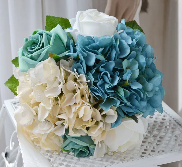 

Hydrangea Rose flower Wedding Bridal Bouquet Hand Made Bridesmaid Flower Home Decoration Flower Wedding Supplies