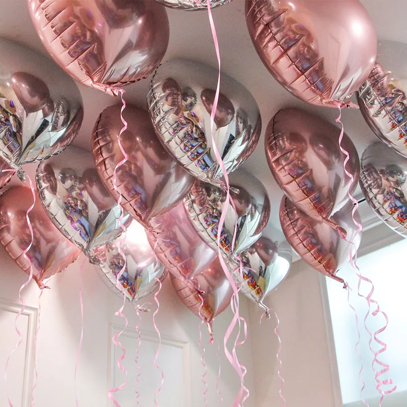 

100pcs 18inch Rose Gold heart Balloons Wedding Baby Bridal Birthday Party Red Love Foil Balloon romantic Decor Helium Globos