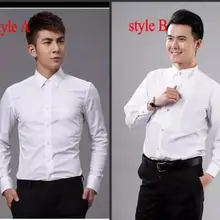 Официальная одежда для Жених выпускного вечера мужские рубашки бизнес саржа мужские рубашки с длинным рукавом хлопок Повседневная рубашка Мужская Рабочая одежда
