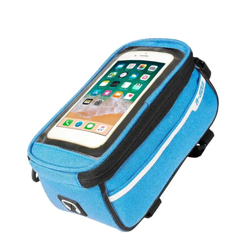 Discount Waterproof Bicycle Bag 6in Phone Touch Screen Bicycle Saddle Bag MTB Bike Front Tube Bag Frame Storage Bag Bycicle Accessories 12