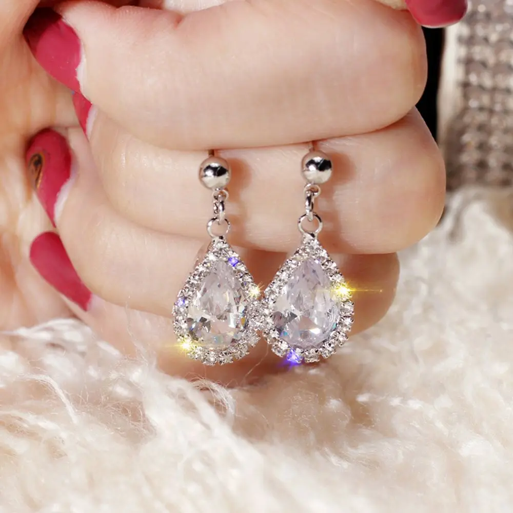 

1Pair Big Stone Drop Earrings for Women Crystal Cubic Zircon Fashion Wedding Party Jewelry Valentines Day Party Vintage Bohemian