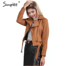 Simplee Apparel Zipper basic suede font b jacket b font coat 2016 motorcycle leather font b