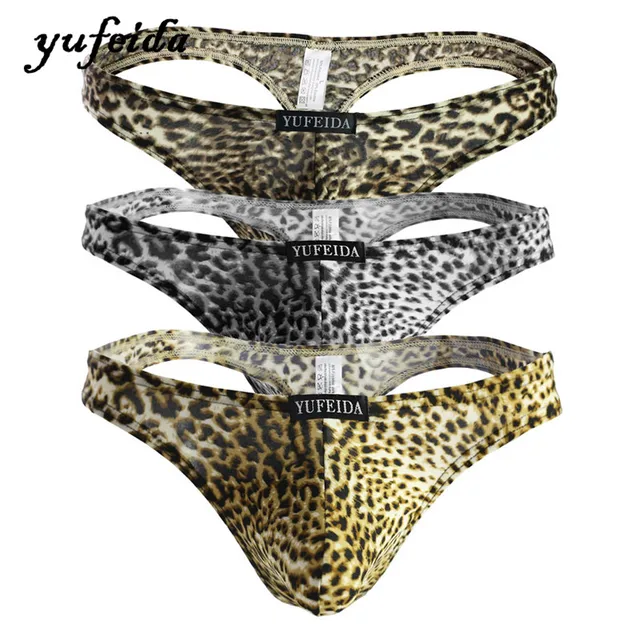 Sexy Men Underwear Leopard Print Briefs Thongs Shorts Bulge Pouch Soft