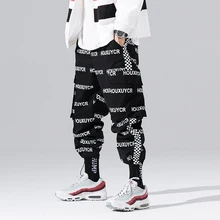 2019 Promotion Only Today Cotton Harem Pants For Men Black Pattern Fashion Harajuku Designer Baggy Homme Pants Pocket Letter