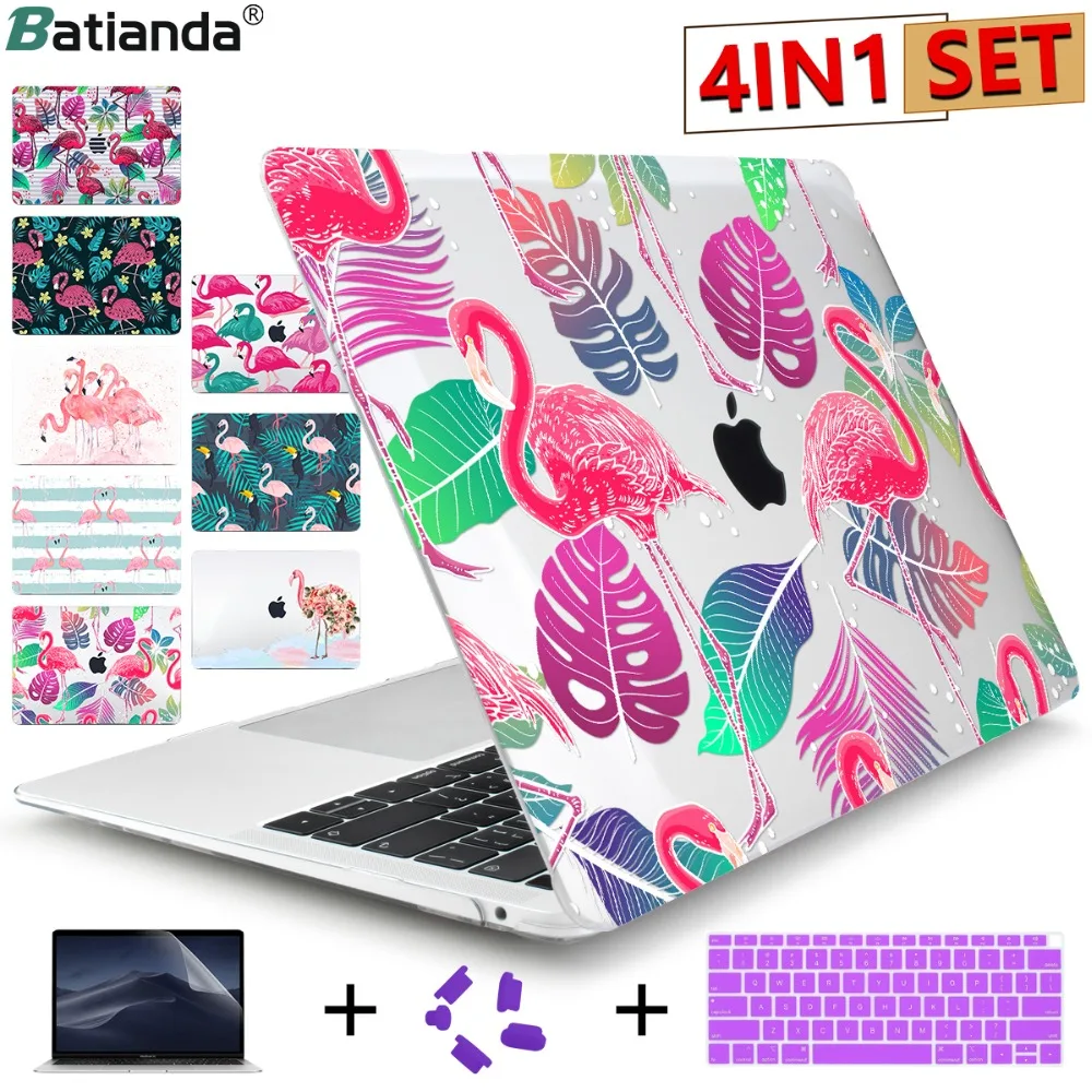Batianda чехол с фламинго и клавиатурой для MacBook Air 13 2018 A1932 Pro Reitna 12 3 15 тонкий жесткий