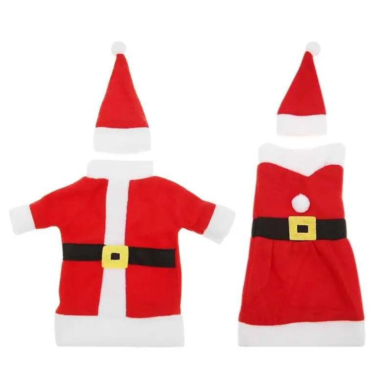 

Christmas Santa Clause Clothing Wine Bottle Covers Clothes Hats Red Wine Bottle Champagne Covers Christmas New Year Decor