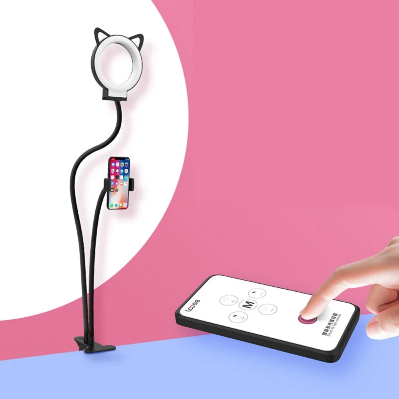 

Cute Cat LED Selfie Light for Youtube Video Live Photo Studio Light With Phone Holder USB Plug With Selfie Stand