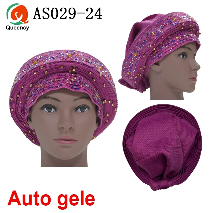 Aso Ebi Queency Африканский Авто геле уже связаны Aso OKE Headtie 1 шт./упак. доступны 24 цвета DHL AS029 - Color: fushia