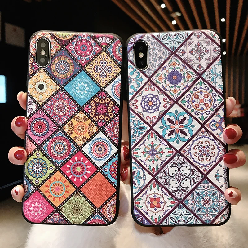 

Vintage flower 3D Emboss Phone Case For Samsung Galaxy S10 Lite S9 S8 Plus Note 8 9 Cover 3D Relief Soft Silicone Cover Capa