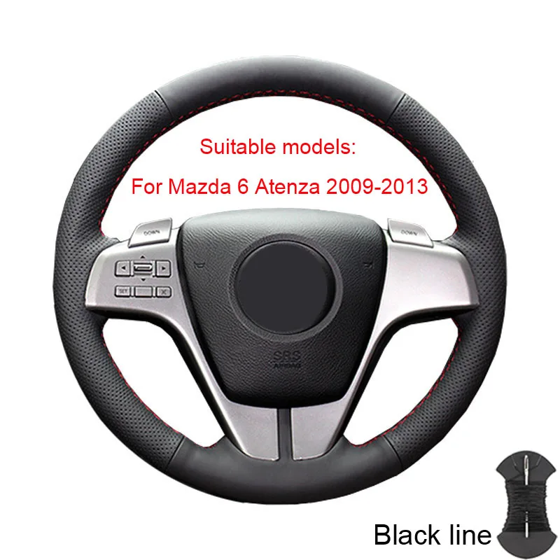 Накладка на руль для Mazda 3 Axela 2008-2013 Mazda CX-7 CX7 2010- Mazda 5 2011-2013, Mazda 6 Atenza 2009-2013/ - Название цвета: Black thread