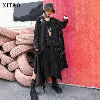 

XITAO Thin Irregular Jacket Women Korea Fashion Print Pattern Drawstring Wild Joker Cardigans 2019 Autumn Elegant Coat GCC1029