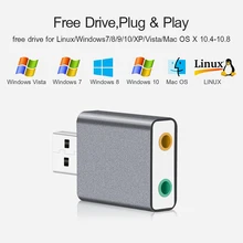 GOOJODOQ-Adaptador de sonido estéreo externo USB de aluminio, 7,1 canales, para Windows XP 7 8 10, Android, Linux y Mac, Plug and Play