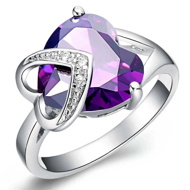 Женское Винтажное кольцо с аметистом и красным сердцем|rings for women|ring forring style |