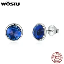 WOSTU натуральная 925 пробы серебро 12 Цветов до 12 лет на день рождения с капель серьги гвоздики для Для женщин Роскошные ювелирные украшения XCHS501