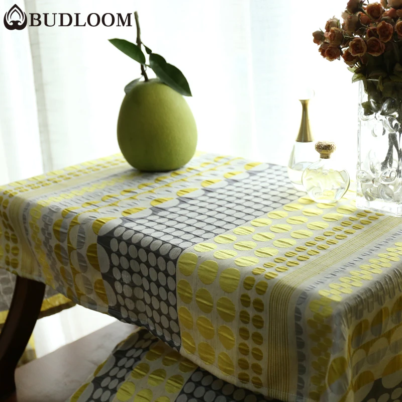 

Budloom modern style jacquard polka table cloth double-sided dot tablecloth home textile yellow teapoy table cover