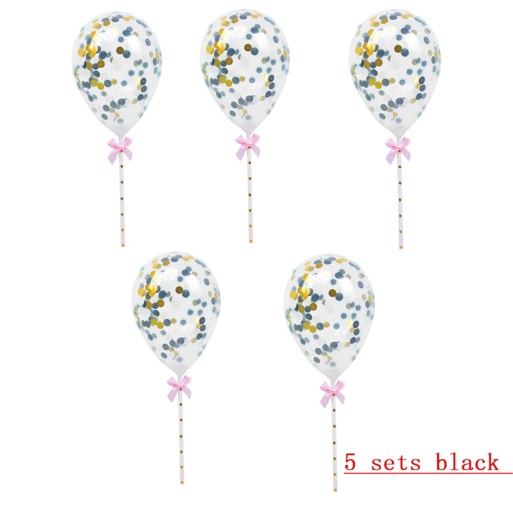 5 black 10/5 шт 5 дюймов мини конфетти латексные шары с трубочкой для дня рождения Свадебная вечеринка торт Топпер аксессуары Bady Душ Поставки - Цвет: 5 black