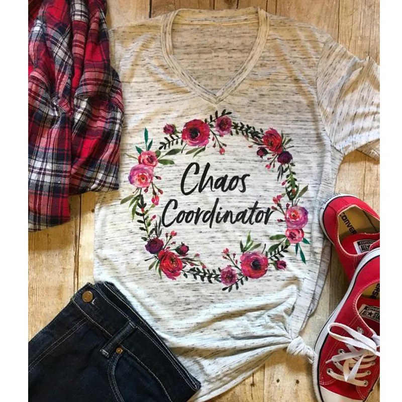 2019 جيد المشاعر T قميص أمي الخريف المحملات الأزهار المباركة المرأة القميص شاكرين المحملة القوطية أعلى إمرأة فتاة الإناث T قميص قمم