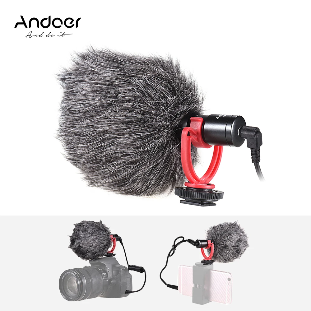 Andoer AD-M2 металлический кардиоидный направленный конденсаторный записывающий микрофон для портативных ПК для Canon DSLR камеры смартфона