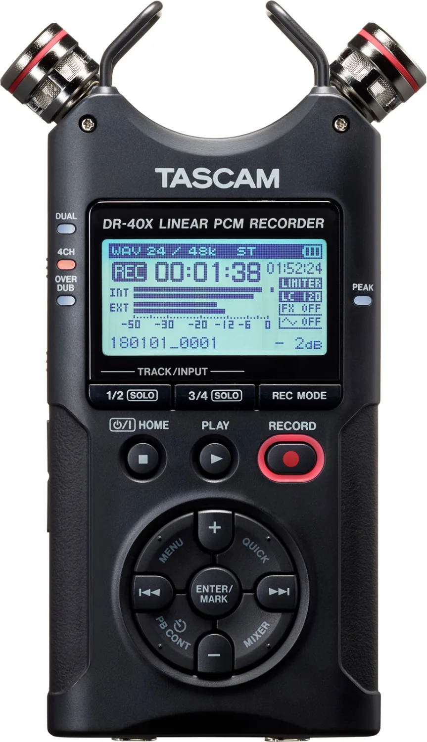 

New Upgraded TASCAM DR40X DR-40X portable versatile four track digital audio recorder pen interview recorder USB audio interface