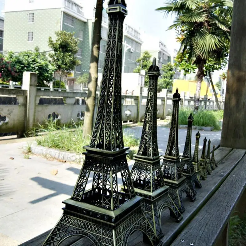 

Fashion Romantic Retro Metal Crafts Vintage Bronze Tone Effiel Tower Figurine Statue Home Decor