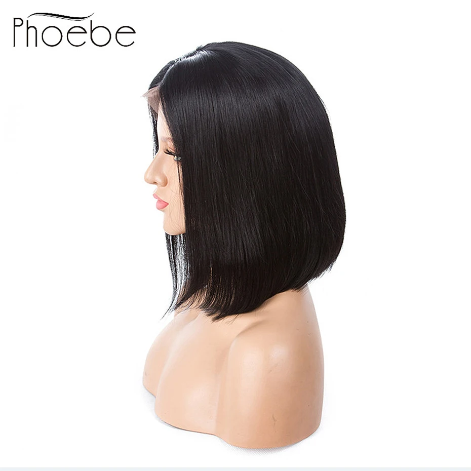 Phoebe кружевные передние человеческие волосы парики бразильские причёска Боб с прямыми волосами Парики для черных женщин remy волосы