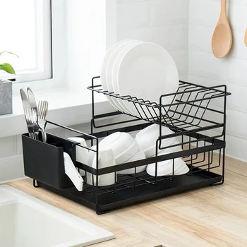 

Creative home kitchen double dish dish drain rack sink tableware chopsticks spoon storage rack ZP3211710
