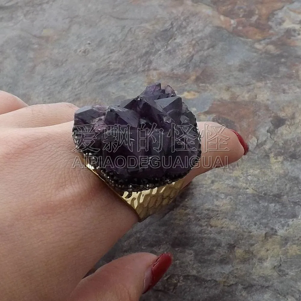 

R0801322 29x37MM Purple Stone Druzy Ring