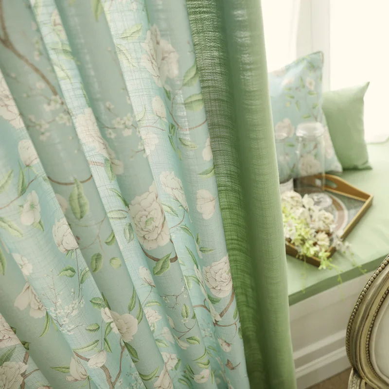 Американский пасторальный стиль зеленый кофе цветочные шторы на заказ размер окна балдахин шторы для гостиной кабинета