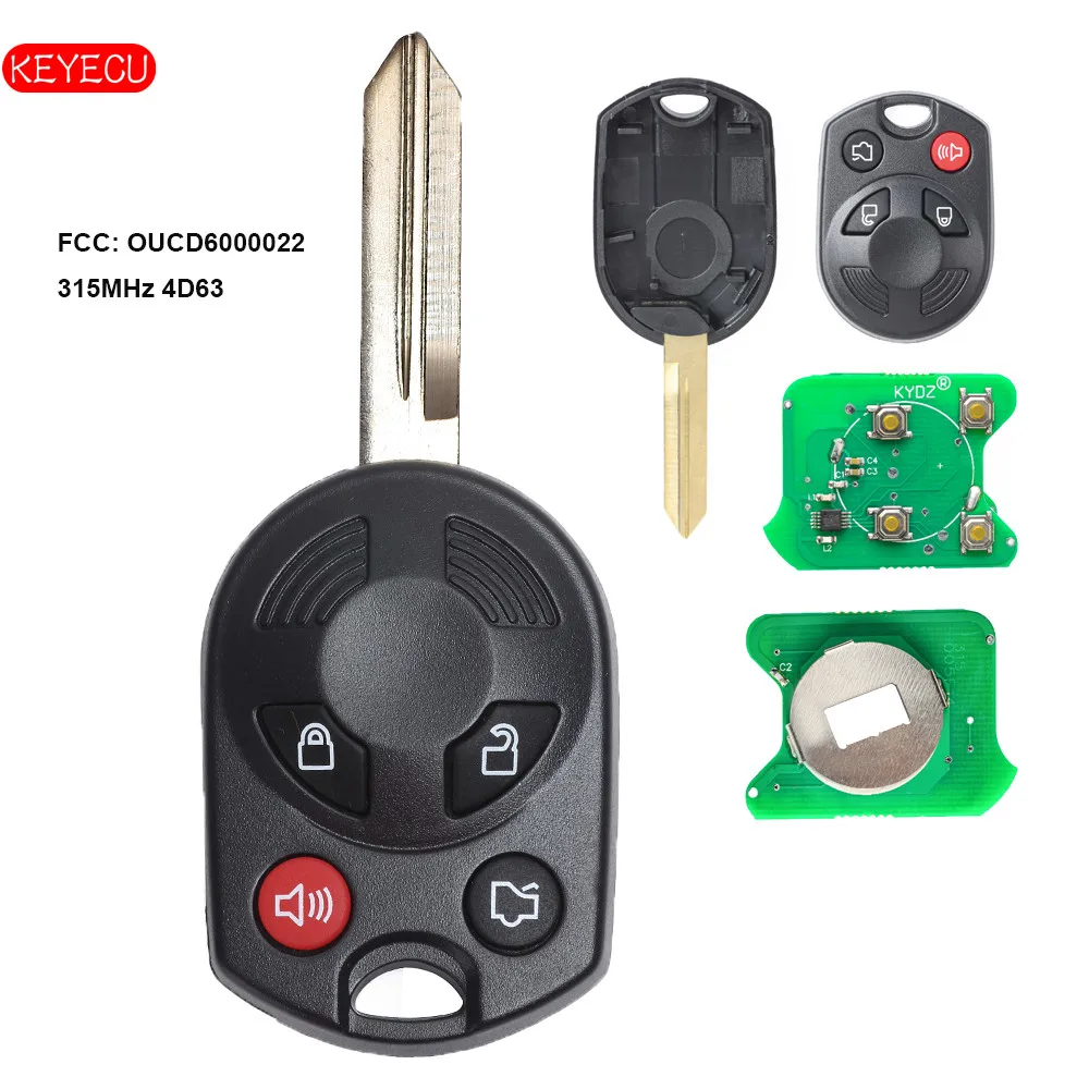 Keyecu Replacement Remote Key 4 Button 433MHZ 4D63 Chip