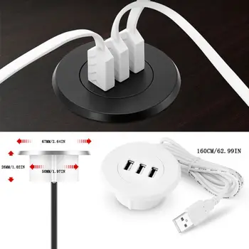 

5cm Grommet Hole In-Desk Mounting 3 Ports USB 2.0 Hub For Laptop PC Computer