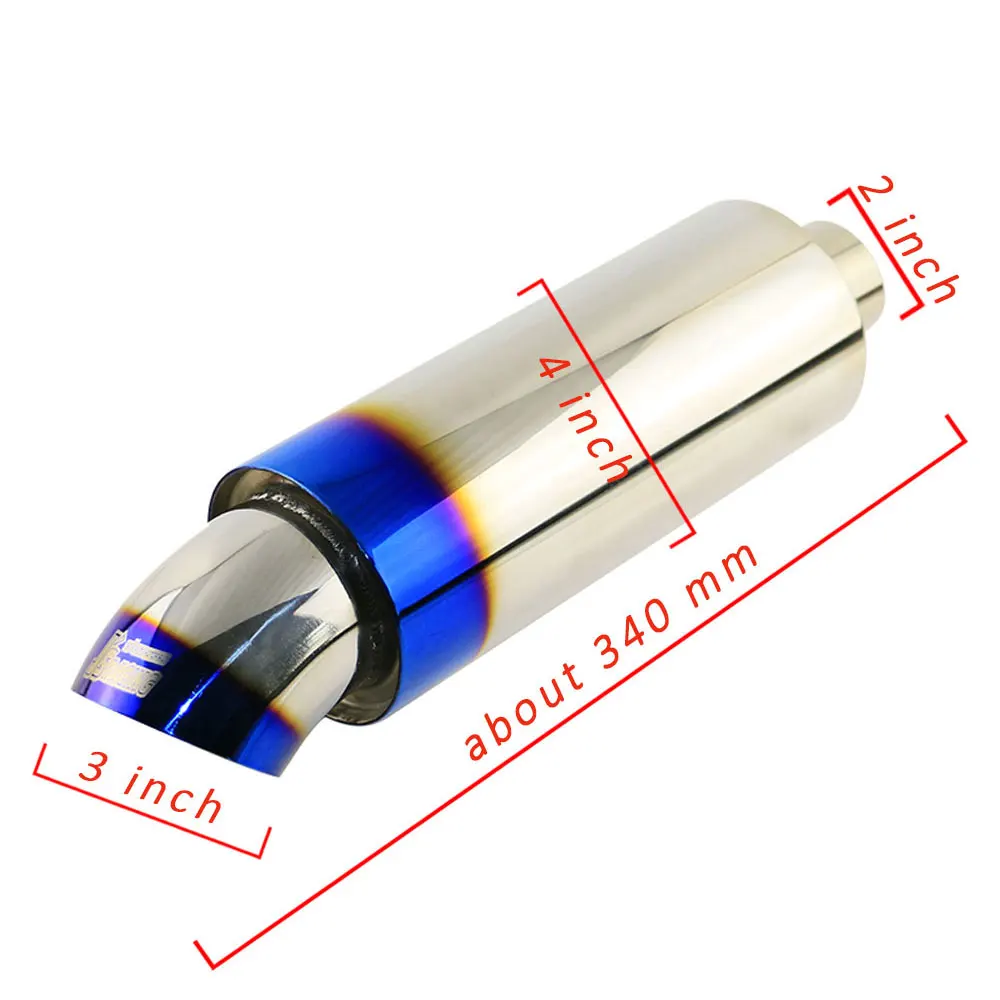 Лидер продаж 1 шт. Универсальный 2 ''сгорел синий JS Racing JASMA выхлопных труб 3'' прямоточный глушитель выхлопной трубы звук бомба
