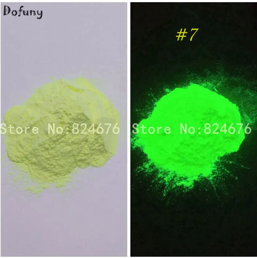 50 г/пакет светящиеся ногтей Блеск люминофорный порошок пигмент флуоресцентный эффект светятся в темноте ногтей блеск украшения светящийся порошок - Цвет: 7  Yellow