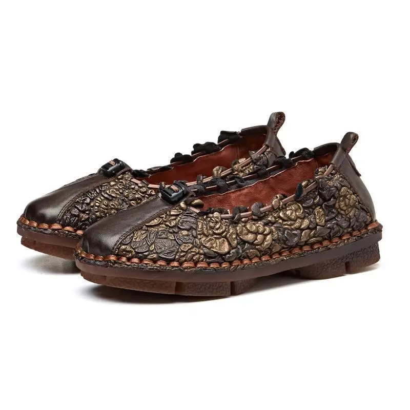 Véritable Pics Broderie Designer Plus Noir Lady Ballerines Taille Noir Sur Tyawkiho Chaussures Glissement Femmes see rouge La Cuir Main En Mocassins Appartements qAR4Y