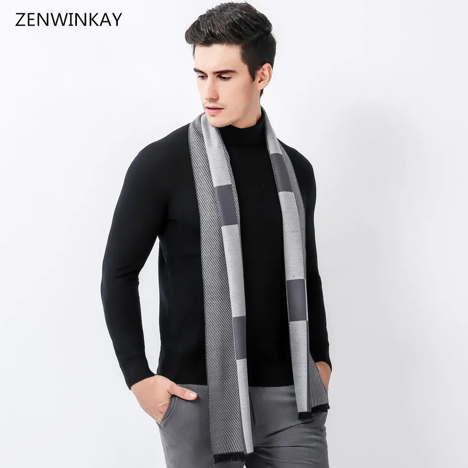 

2019 Shawls and Scarves Cashmere Scarf Men Scarf Wool Scarf Pashmina Autumn Winter Warm Warp Male Plaid Foulard 3 Colors