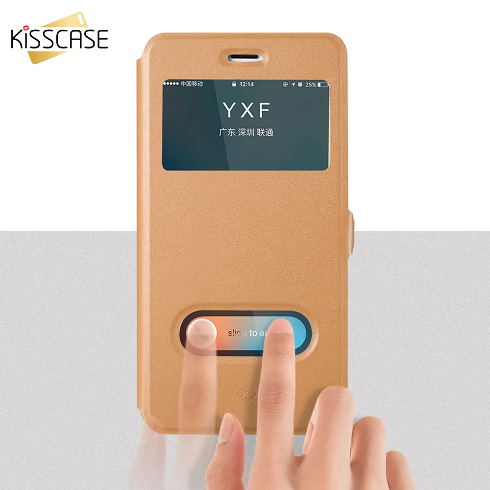 

KISSCASE Window View PU Leather Case For Samsung Galaxy S8 Plus S7 S6 Edge Note 4 5 S4 S5 Flip Magnetic Stand Holder Cover Case